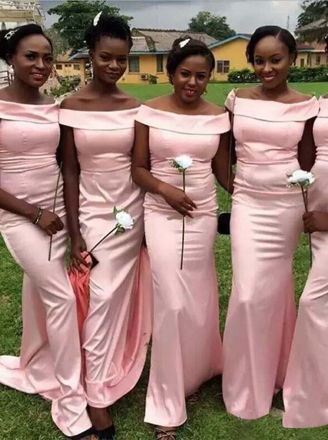 Pink Off the Shoulder Bridesmaid Dress ...